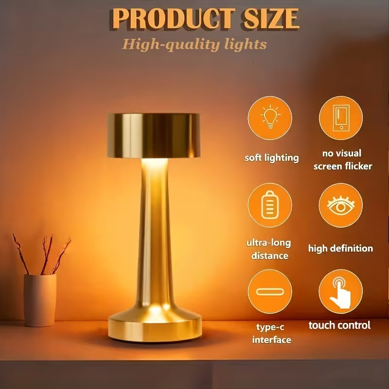 Luxe Gold Cordless Table Lamp – Rechargeable Accent Lighting