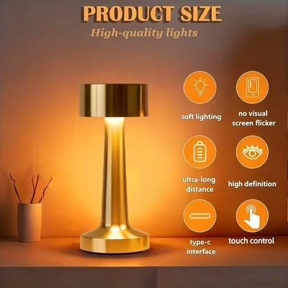 Luxe Gold Cordless Table Lamp – Rechargeable Accent Lighting