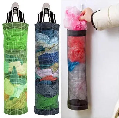 Plastic Bag Holder Dispensers Folding Mesh Garbage Bags Hanging Storage Bag Trash bags Holder Organizer Recycling Grocery