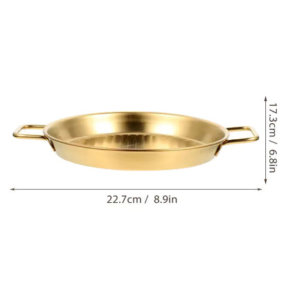 Golden Steak Style Platter Round Rustproof Dinner Plate
