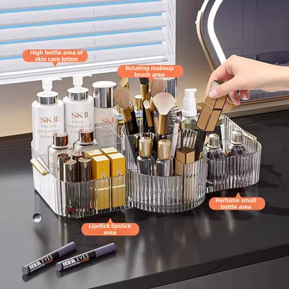 Luxury 360° Rotating Makeup Brush Holder Cosmetic Storage Box Vanity Makeup Organizer
