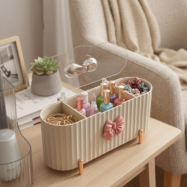 Cute Bow Knot 3 Grid Makeup Organizer