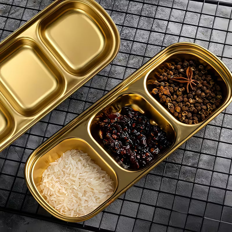 Golden Partition Round Sauce Tray