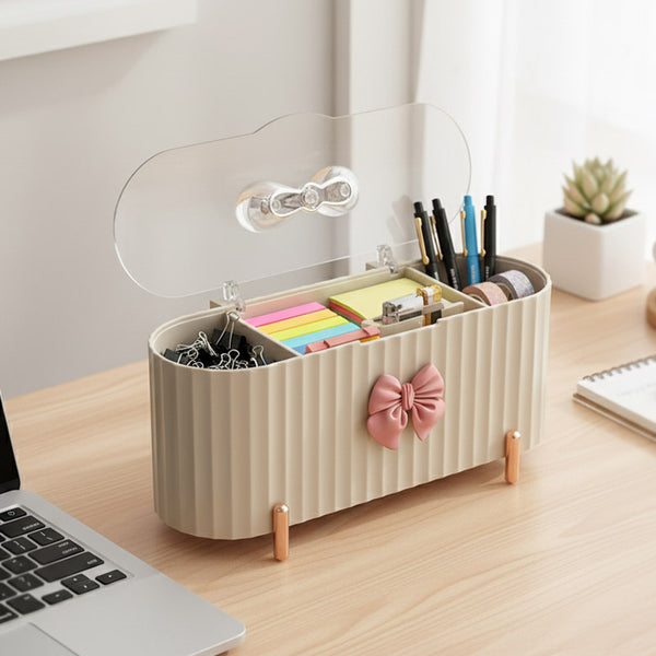 Cute Bow Knot 3 Grid Makeup Organizer