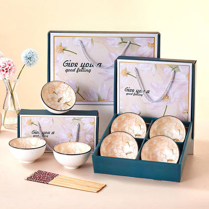 Flower Pattern Porcelain Bowl Six Set
