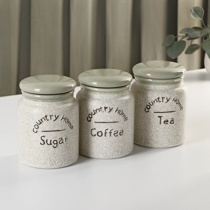 Rustic Country Home 3-Piece Ceramic Kitchen Canister Set