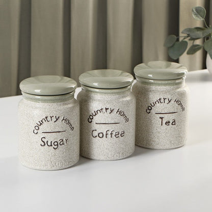 Rustic Country Home 3-Piece Ceramic Kitchen Canister Set