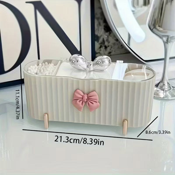 Cute Bow Knot 3 Grid Makeup Organizer