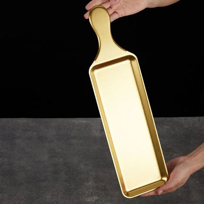 Golden Serving Tray with Handle(Large Size)