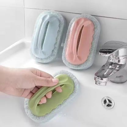 Plastic Cleaning Brush, Wall Sponge Brush, Strong Scouring Plastic Handle Washing Cleaning Brush