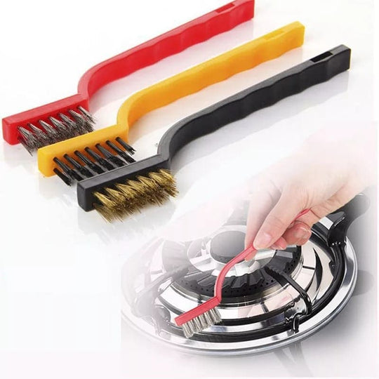 3 Pcs Mini Wire Brush Set Steel Brass Nylon Brush Cleaning Metal Rust Clean