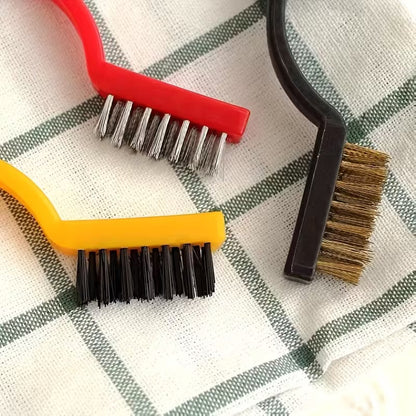 3 Pcs Mini Wire Brush Set Steel Brass Nylon Brush Cleaning Metal Rust Clean