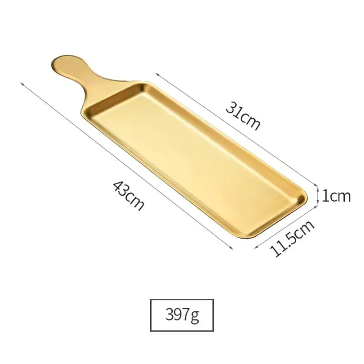 Golden Serving Tray with Handle(Large Size)