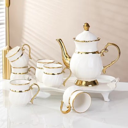 Imported Ceramics 9pcs Tea Set with Golden Border
