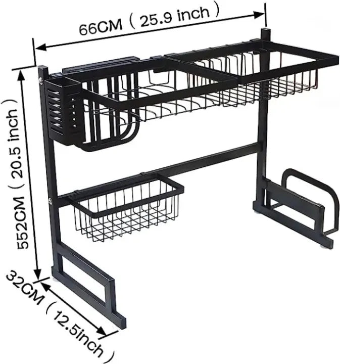 Over Sink Stretchable Storage Shelf Bowl Draining Rack Multifunctional Dish Utensil Organizer Set Adjustable Kitchen