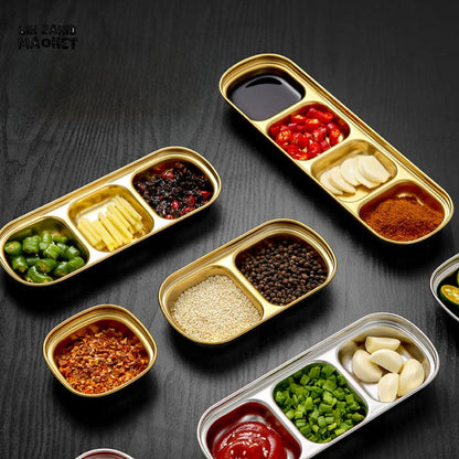 Golden 2&3 Partition Round Sauce Plate