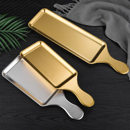 Golden Serving Tray with Handle(Large Size)