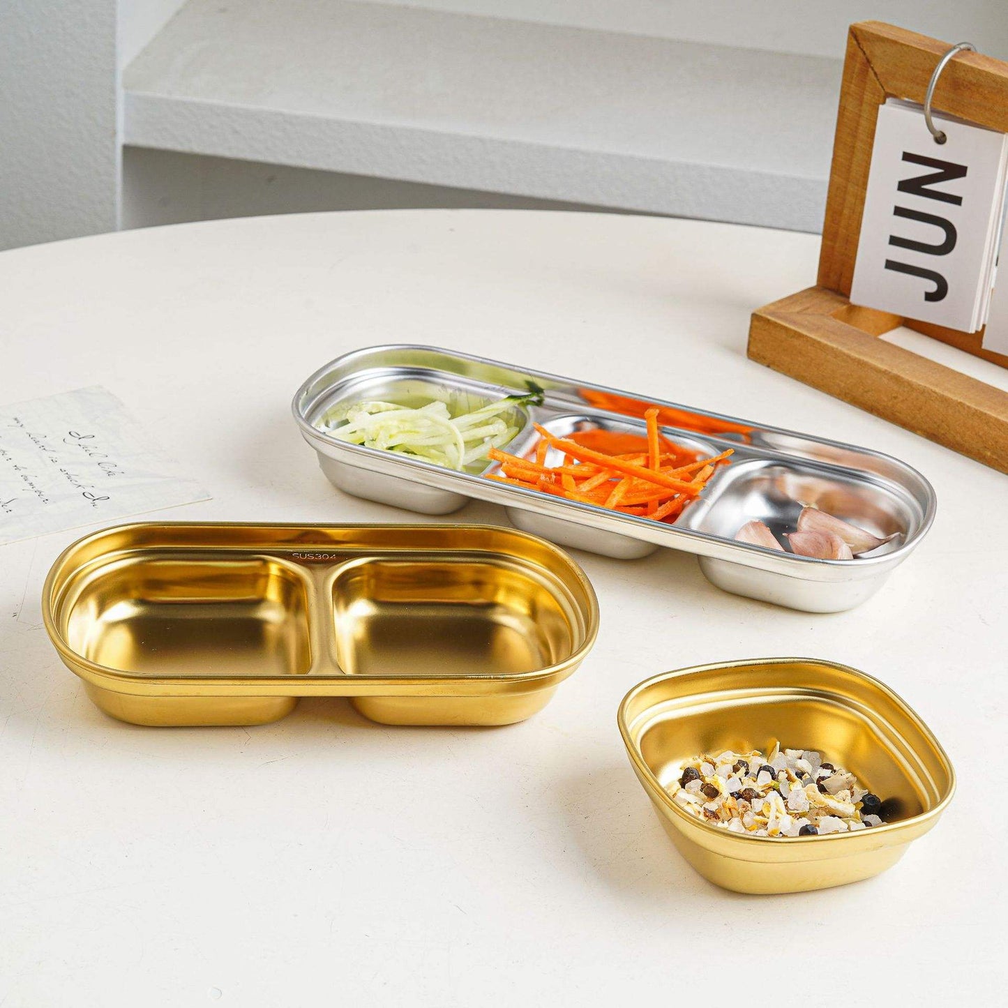 Golden Partition Round Sauce Tray