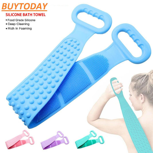 Silicone Back Scrub Bath Shower Silicone Body Brush Silicone Bath Towel Exfoliating Body Brush Belt Wash Body Wash Silicone Body Scrubber Belt