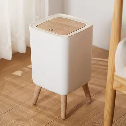 High Foot Dustbin with Lid Large Capacity Press Type Waste Bin Garbage Container