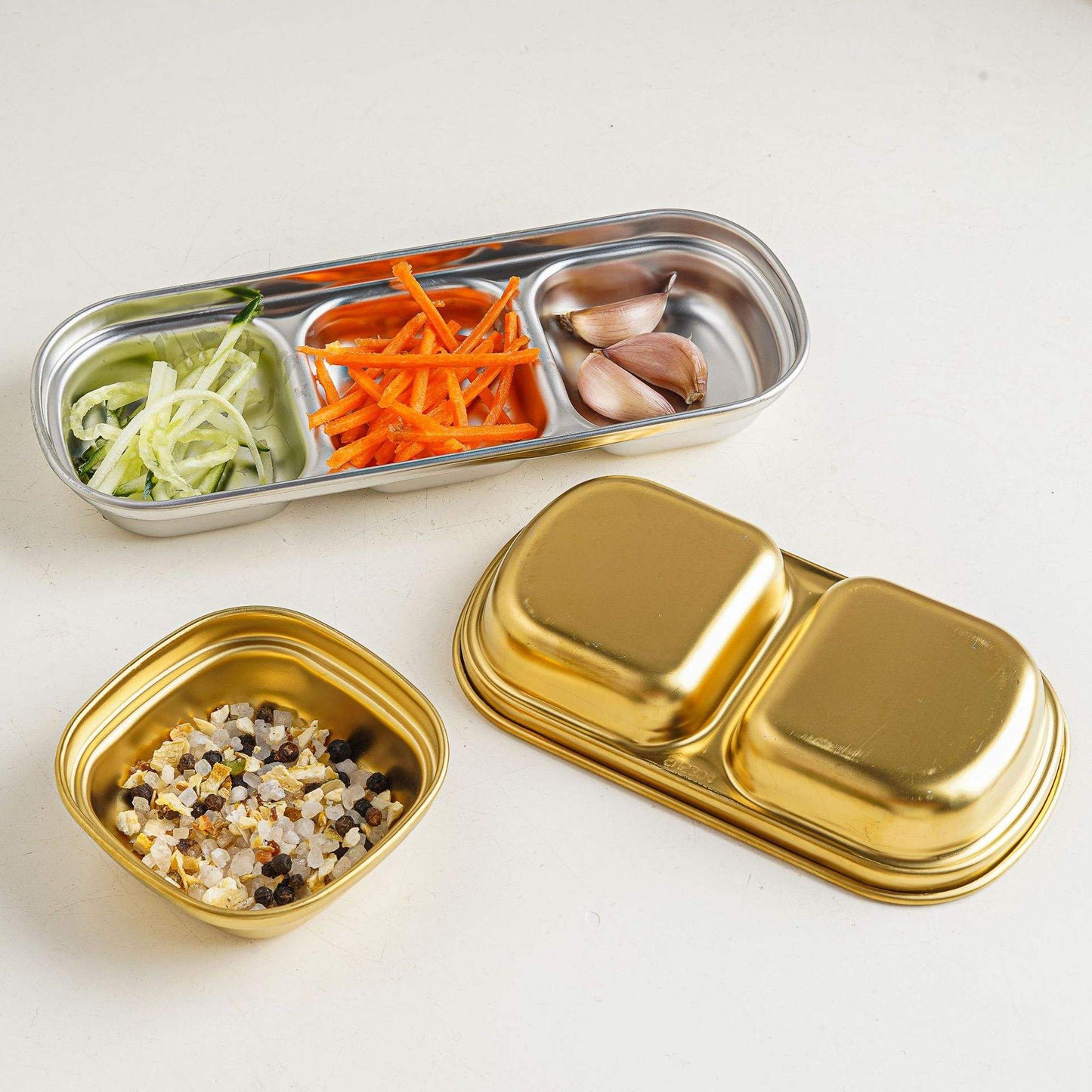 Golden Partition Round Sauce Tray