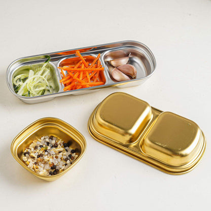 Golden Partition Round Sauce Tray