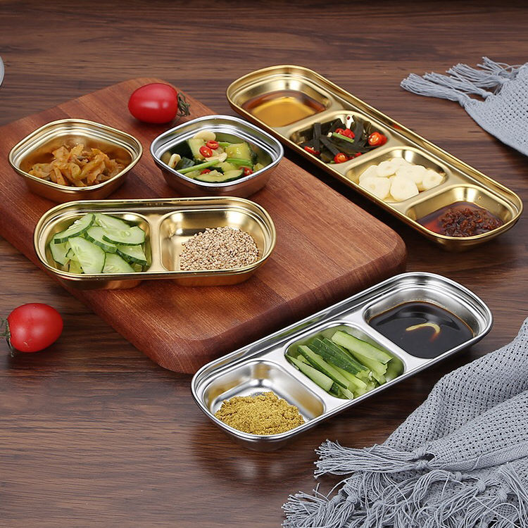 Golden Partition Round Sauce Tray