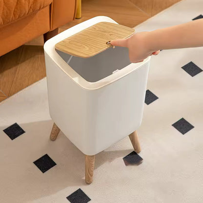 High Foot Dustbin with Lid Large Capacity Press Type Waste Bin Garbage Container