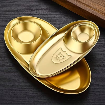 Golden Snacks Plate Oval Shape – Small & Large Serving Plate