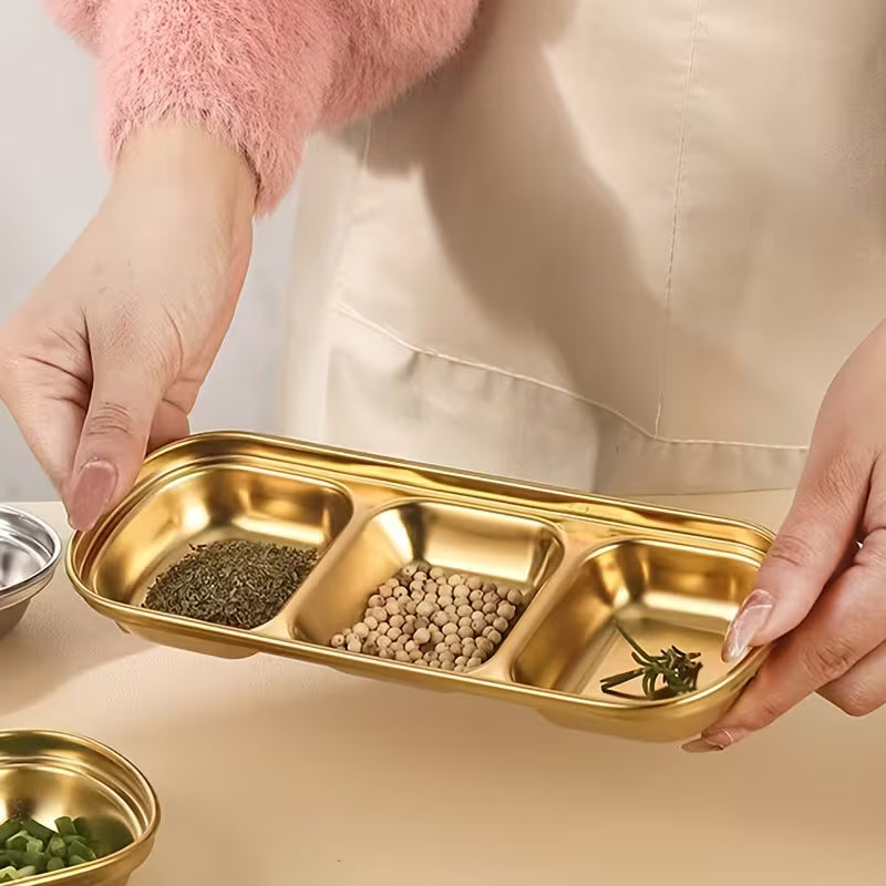 Golden Partition Round Sauce Tray