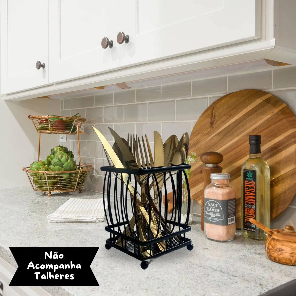 Stand for kitchen accessories h - 14.5 cm, d - 11 cm Stenson R88706 black