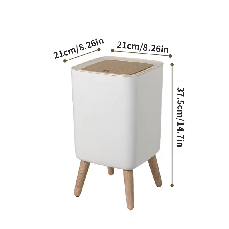 High Foot Dustbin with Lid Large Capacity Press Type Waste Bin Garbage Container