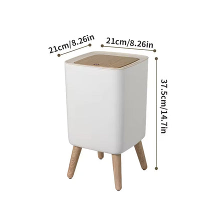 High Foot Dustbin with Lid Large Capacity Press Type Waste Bin Garbage Container