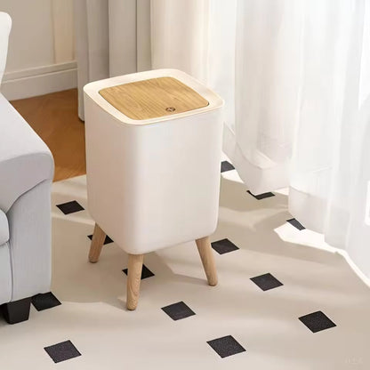 High Foot Dustbin with Lid Large Capacity Press Type Waste Bin Garbage Container