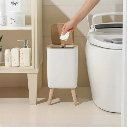 High Foot Dustbin with Lid Large Capacity Press Type Waste Bin Garbage Container