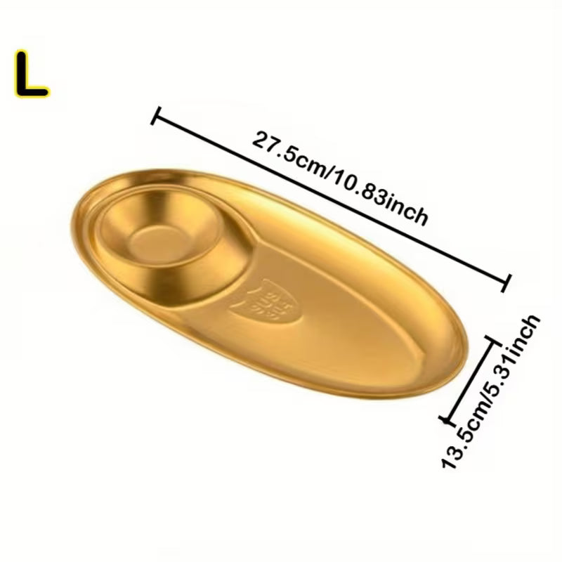 Golden Snacks Plate Oval Shape – Small & Large Serving Plate
