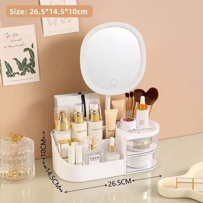 Desktop Cosmetics Storage Box With Mirror