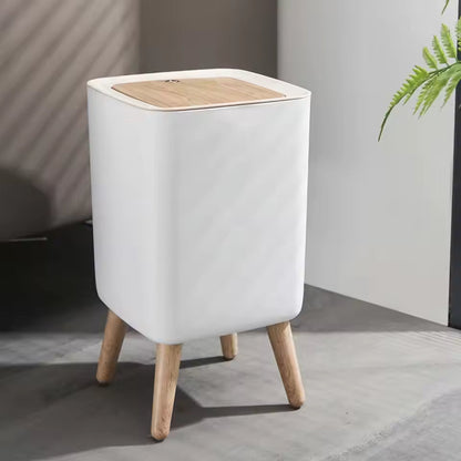 High Foot Dustbin with Lid Large Capacity Press Type Waste Bin Garbage Container