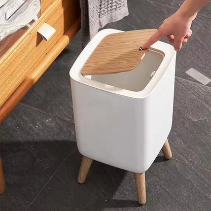 High Foot Dustbin with Lid Large Capacity Press Type Waste Bin Garbage Container