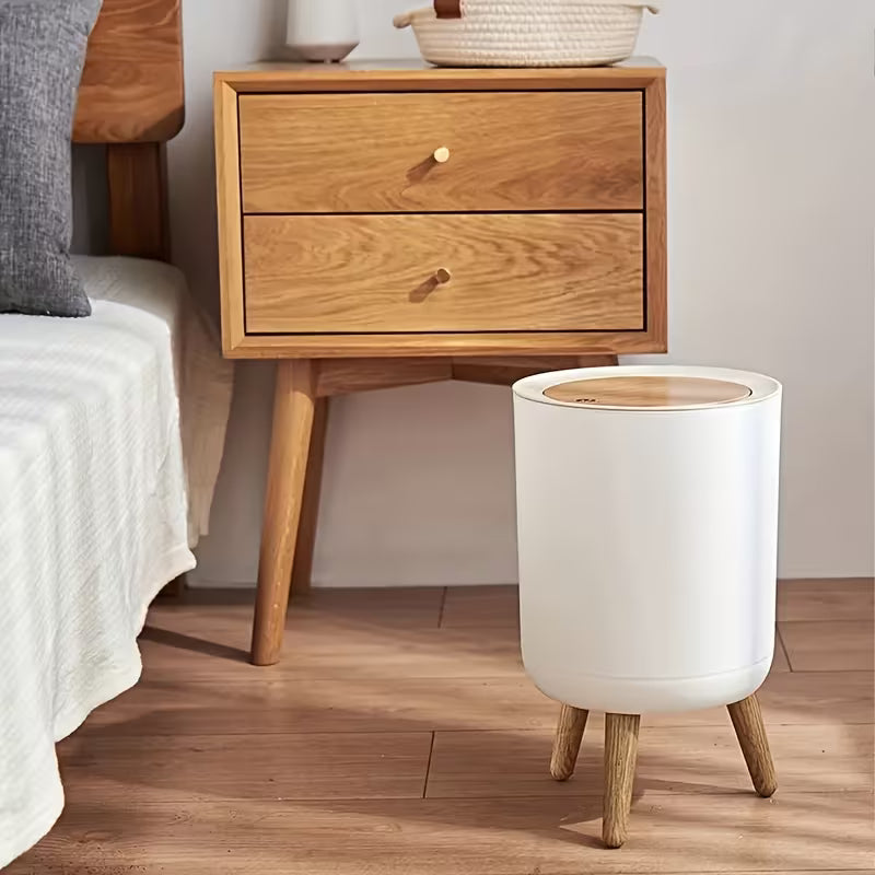 Dustbin High Foot with Lid Large Capacity Press Type Waste Bin Garbage Container Plastic Trash Can