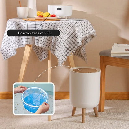 Dustbin High Foot with Lid Large Capacity Press Type Waste Bin Garbage Container Plastic Trash Can