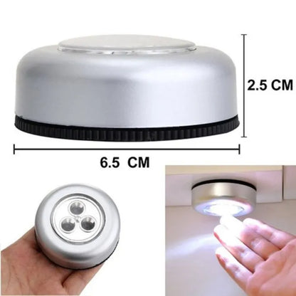 Pack Of 3 Mini Wireless 3 LED Light Push Touch Lamp Kitchen Cabinet Closet Night Wall Tap Light Led tap touch light Stick-on Push Button Touch Lights