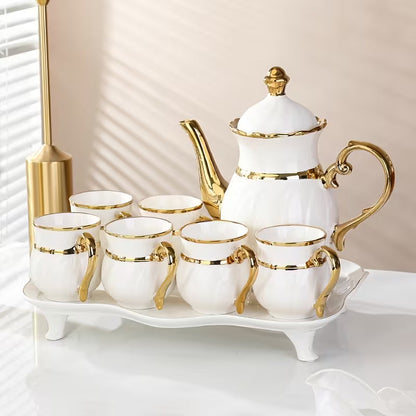 Imported Ceramics 9pcs Tea Set with Golden Border