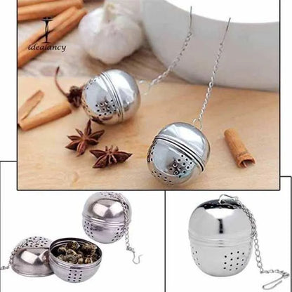 Stainless Steel Mesh Tea Ball Strainer Filter Infuser for Loose Leaf Tea and Mulling Spices - Chain Style