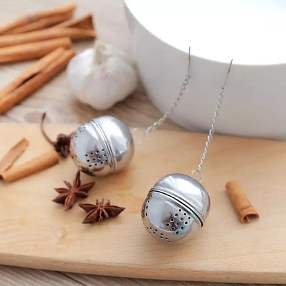 Stainless Steel Mesh Tea Ball Strainer Filter Infuser for Loose Leaf Tea and Mulling Spices - Chain Style