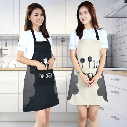 Multicolor Kitchen Apron Waterproof Hand-Wiping With Pocket Oil-Proof Apron For Woman Adjustable