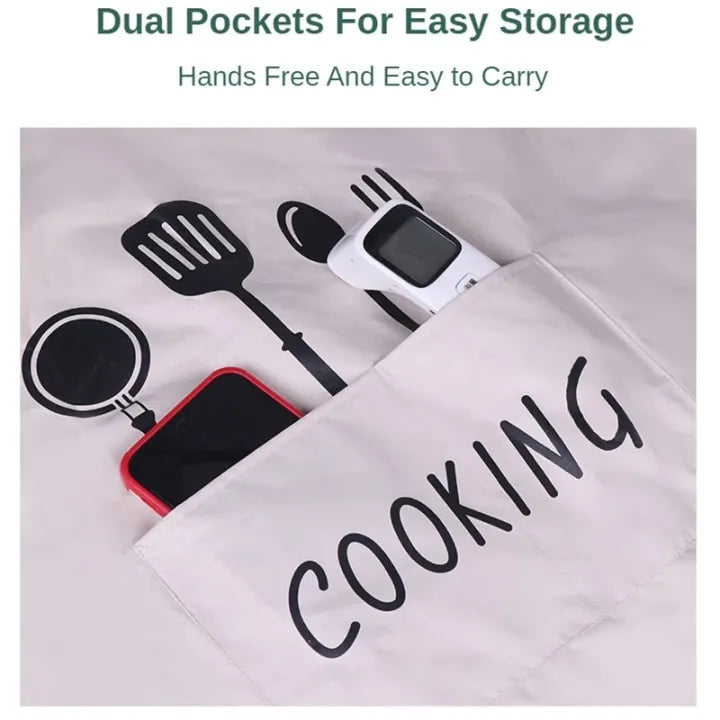 Multicolor Kitchen Apron Waterproof Hand-Wiping With Pocket Oil-Proof Apron For Woman Adjustable
