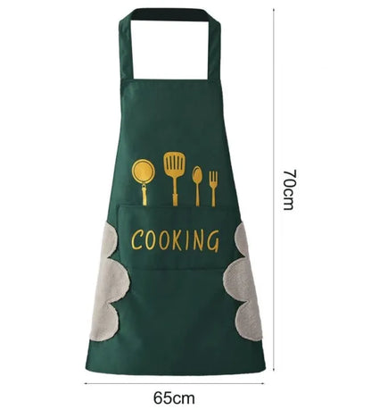 Multicolor Kitchen Apron Waterproof Hand-Wiping With Pocket Oil-Proof Apron For Woman Adjustable