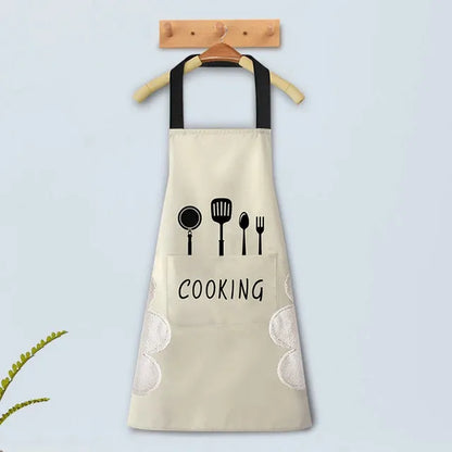 Multicolor Kitchen Apron Waterproof Hand-Wiping With Pocket Oil-Proof Apron For Woman Adjustable