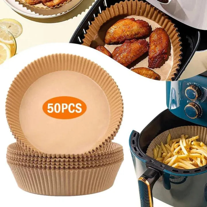 50 PC Air Fryer Disposable Paper Liner, Liner Square Round Oil-proof Paper Tray Non-Stick Baking Mat Air Fryer Accessories
